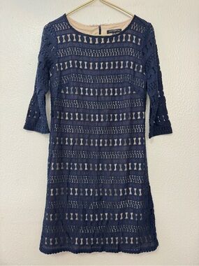 Sharagano Womens Scoop Neck Shift Dress 6 Long 3/4 Sleeve